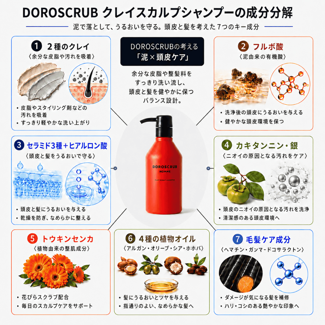 クレイスカルプシャンプー｜ワックス・皮脂・頭皮の毛穴汚れを洗浄